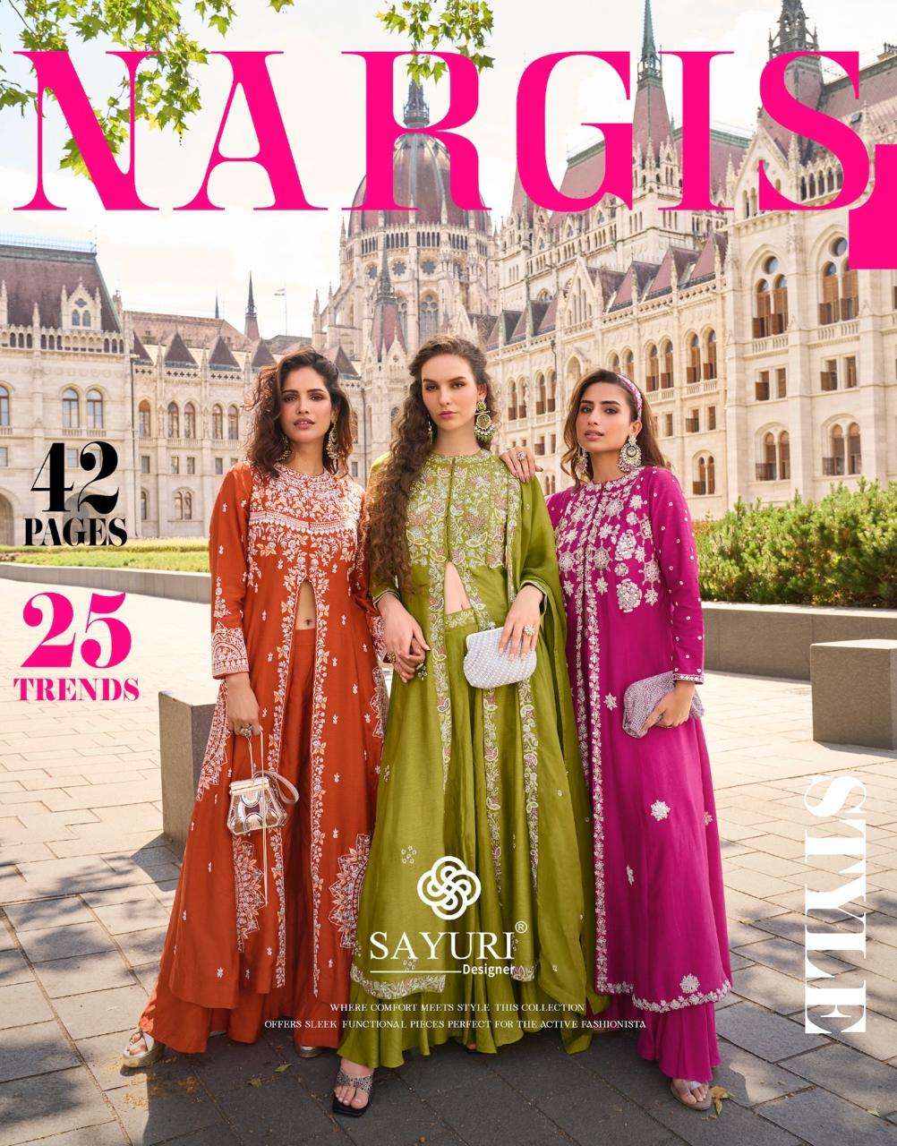 SAYRUI NARGIS PURE SILK AND GEORGETTE EMBROIDERY DRESSES-00150