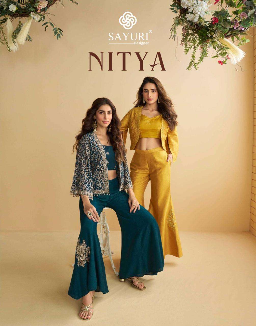 SAYURI NITYA 10077 TO 10079 SERIES PURE SILK GEORGETTE EMBROIDERY DRESSES-00150