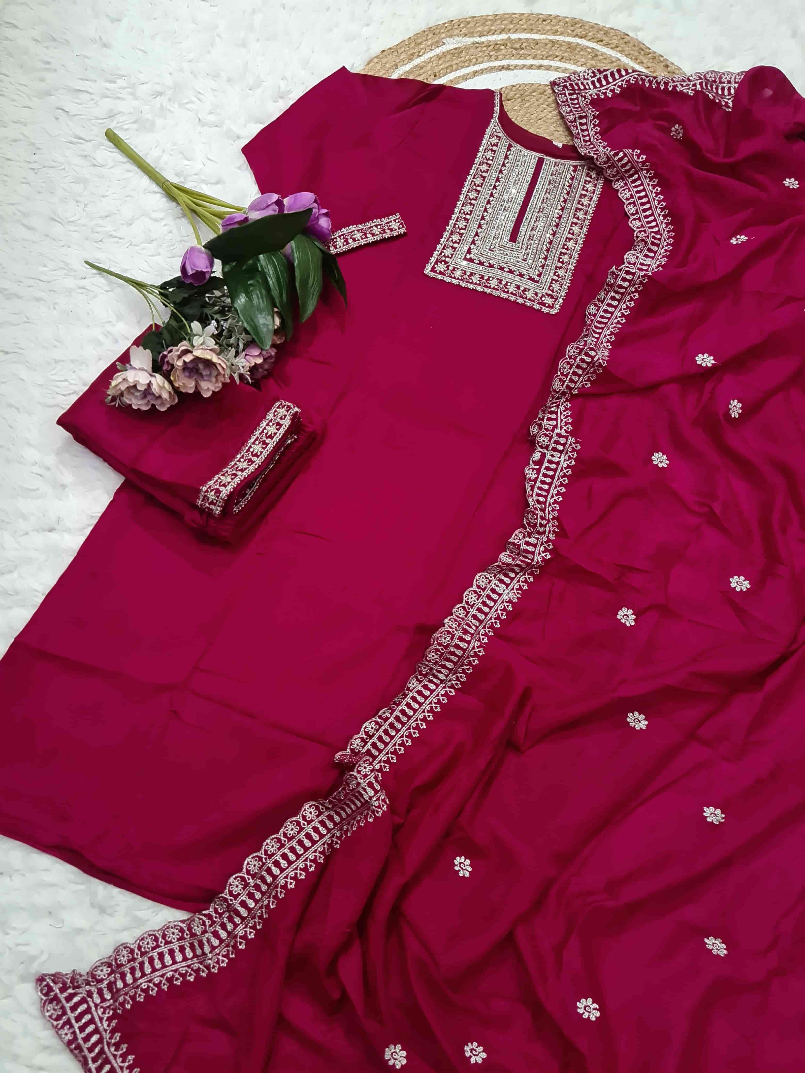 SC1001 BY ASLIWHOLESALE DESIGNER PURE VICHITRA SILK AND SEQUNECE EMBROIDERY DRESSES-00264