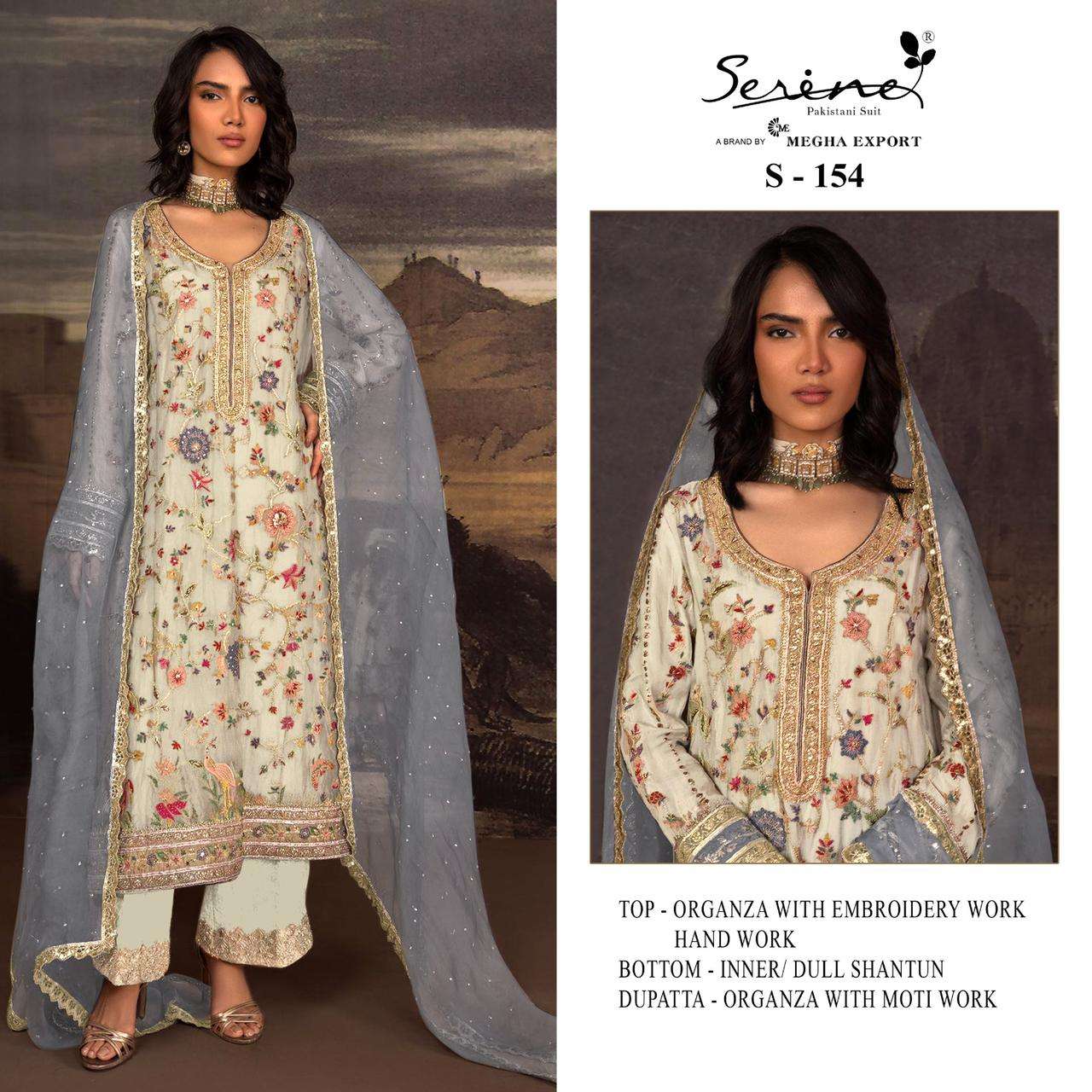 SERENE S-154 PURE ORGANZA EMBROIDERY PAKISTANI DRESSES-00201