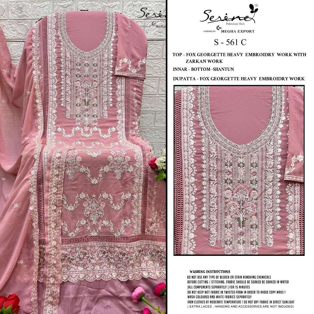 SERENE S-561 PURE FAUX GEORGETTE EMBROIDERY PAKISTANI DRESSES-00201