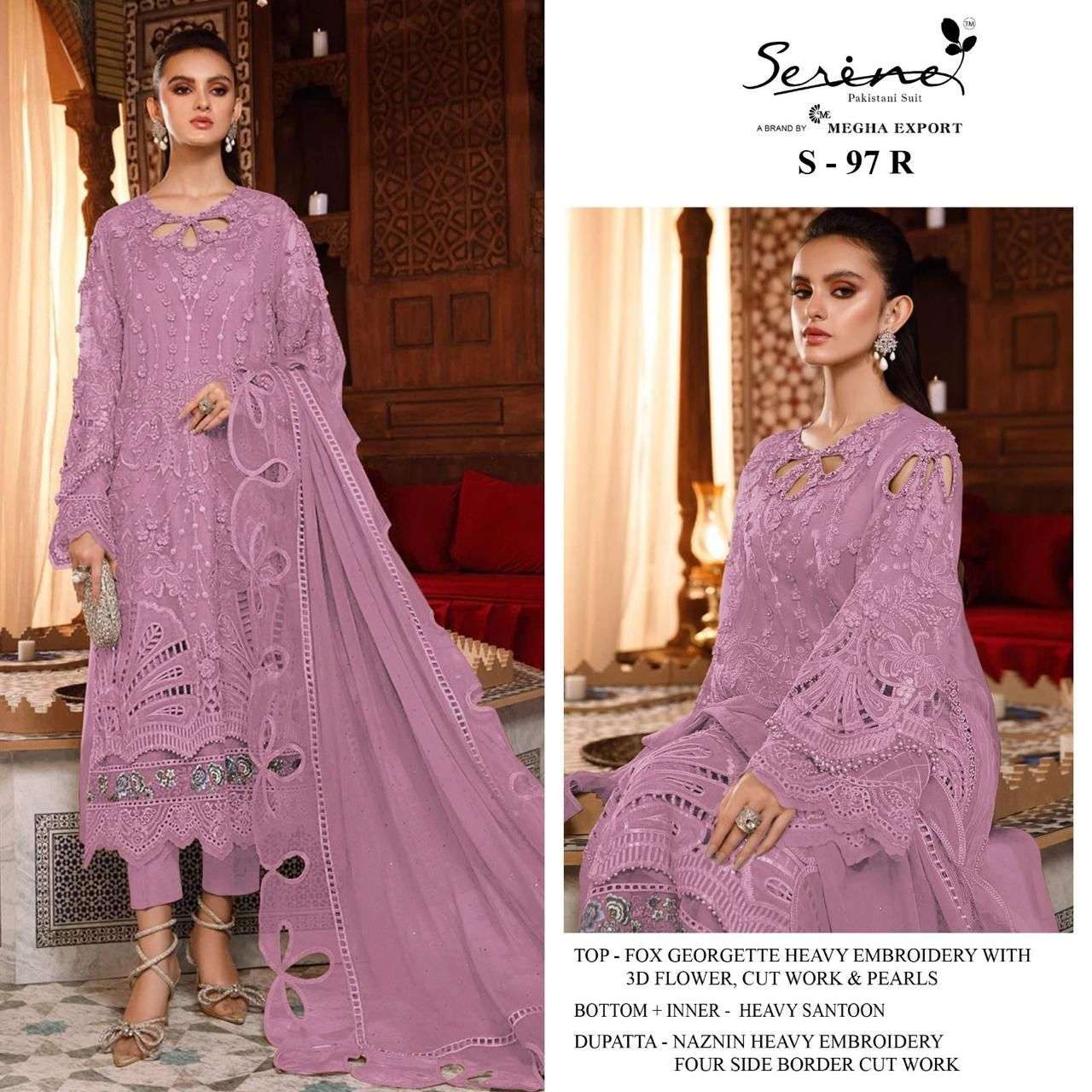 SERENE S-97 PURE ORGANZA EMBROIDERY PAKISTANI DRESSES-00201