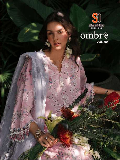 SHRADDHA DESIGNER OMBRE VOL-02 PURE COTTON EMBROIDERY PAKISTANI DRESSES-00011