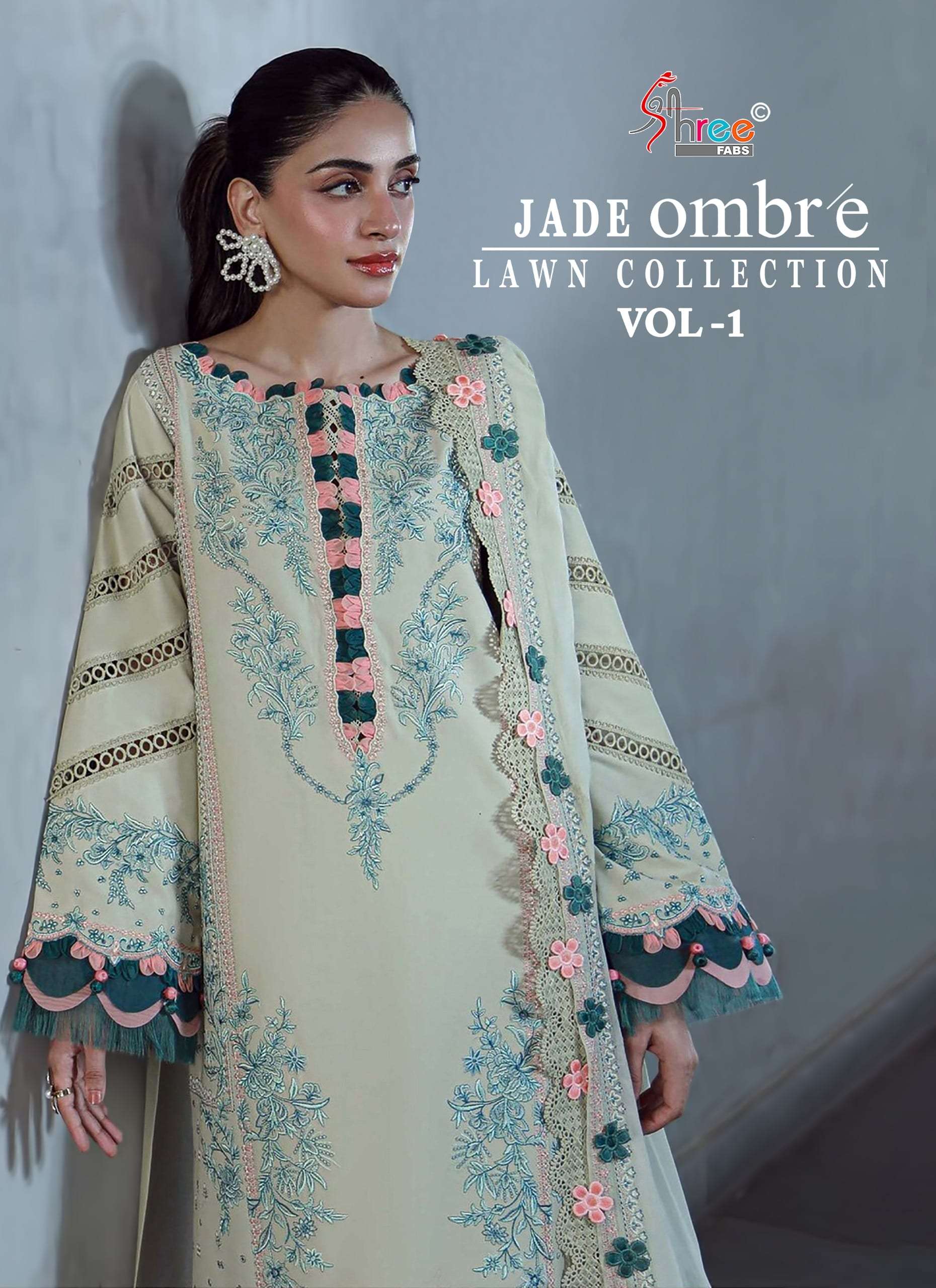 SHREE FAB JADE OMBRE LAWN COLLECTION VOL-02 PURE COTTON EMBROIDERY PAKISTANI DRESSES-00011