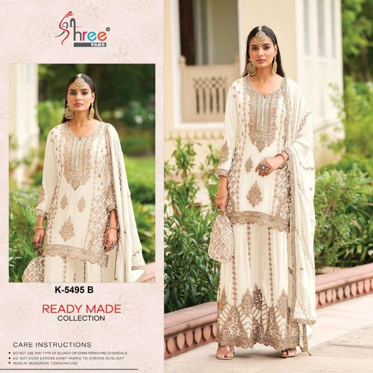 SHREE FAB K-5495 HEAVY EMBROIDERY CHINON PAKISTANI DRESSES-00011