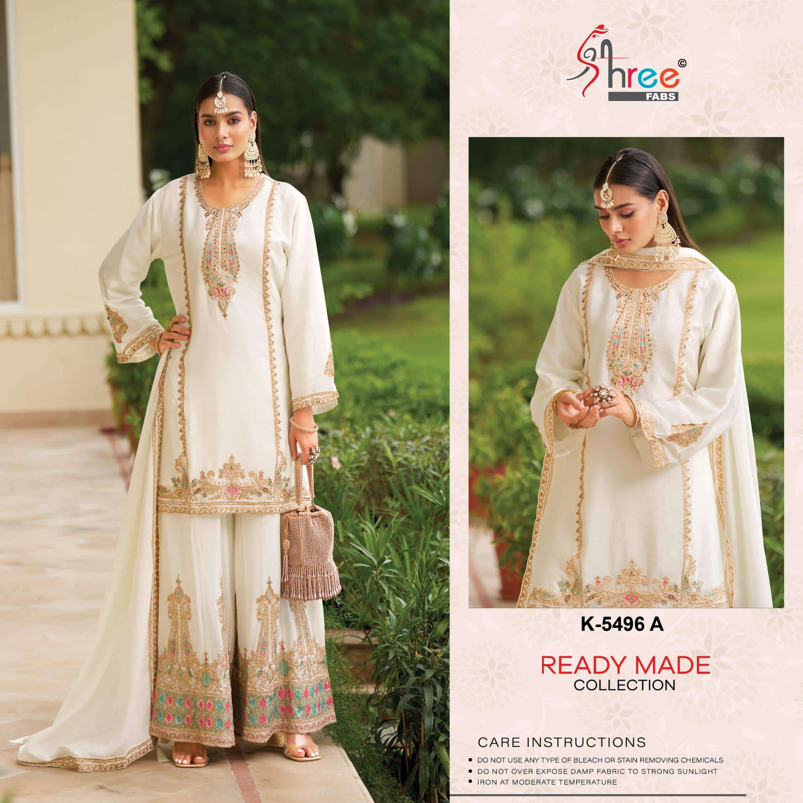 SHREE FAB K-5496 PURE CHINON EMBROIDERY PAKISTANI DRESSES-00201