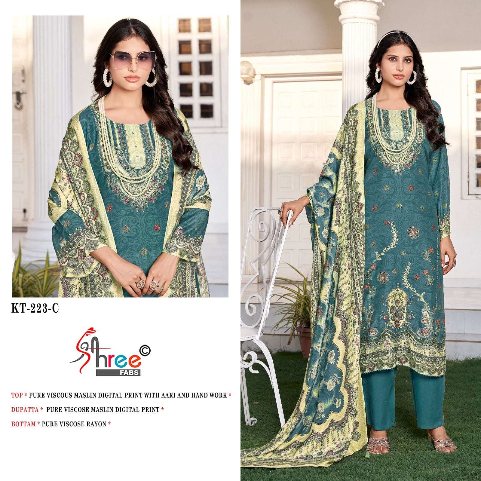 SHREE FAB KT-223 HEAVY VISCOSE MUSLIN PAKISTANI DRESSES-00011
