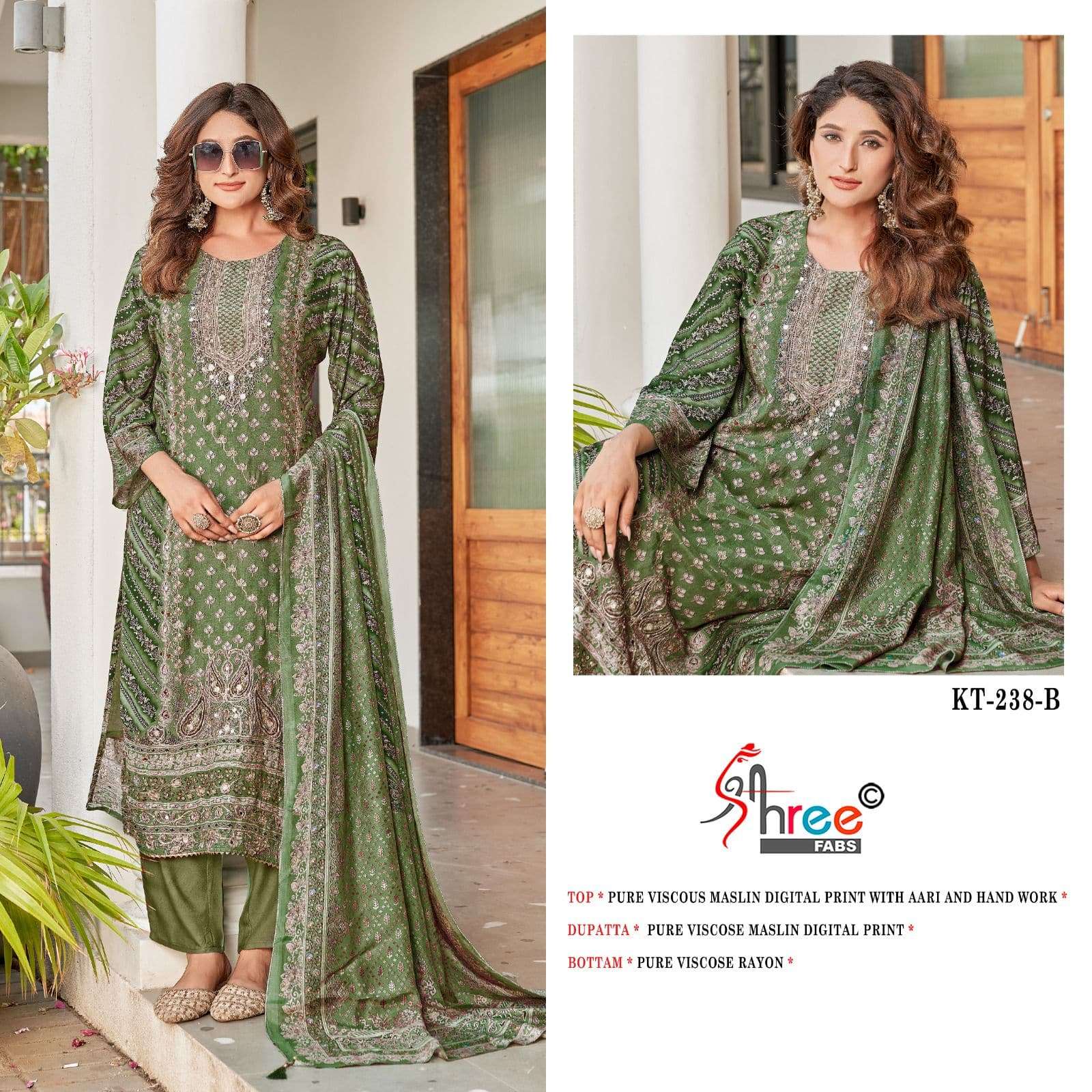 SHREE FAB KT-238 HEAVY VISCOSE MUSLIN PRINTED PAKISTANI DRESSES-00011
