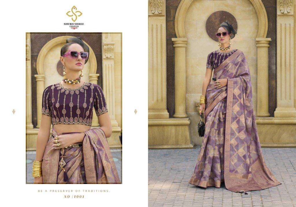 SHUBH SHREE CREATION SPOTLIGHT 1001 TO 1011 SERIES PURE JACQUARD PRINTED SAREES-00025