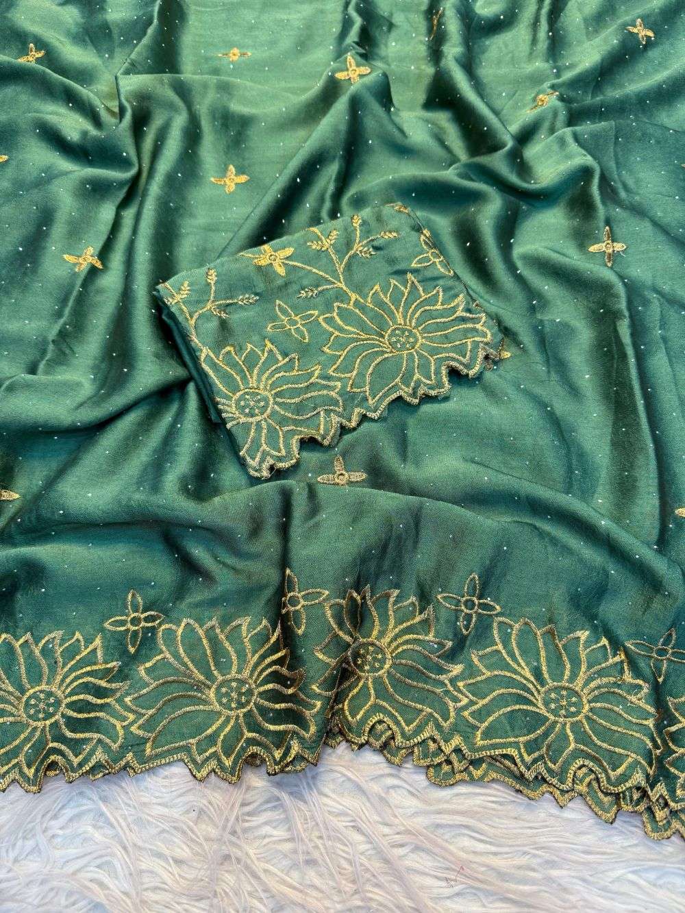 SILK MINI BY ASLIWHOLESALE DESIGNER PURE SILK CRUSH EMBROIDERY PRINTED SAREES-00256