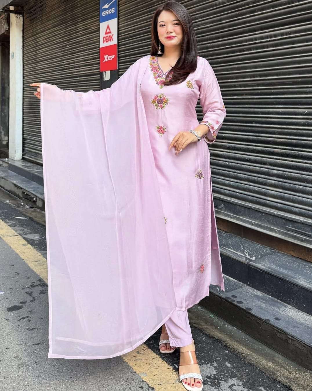 SIYA-02 BY ASLIWHOLESALE DESIGNER PURE VISCOSE CHANDERI EMBROIDERY DRESSES-00264