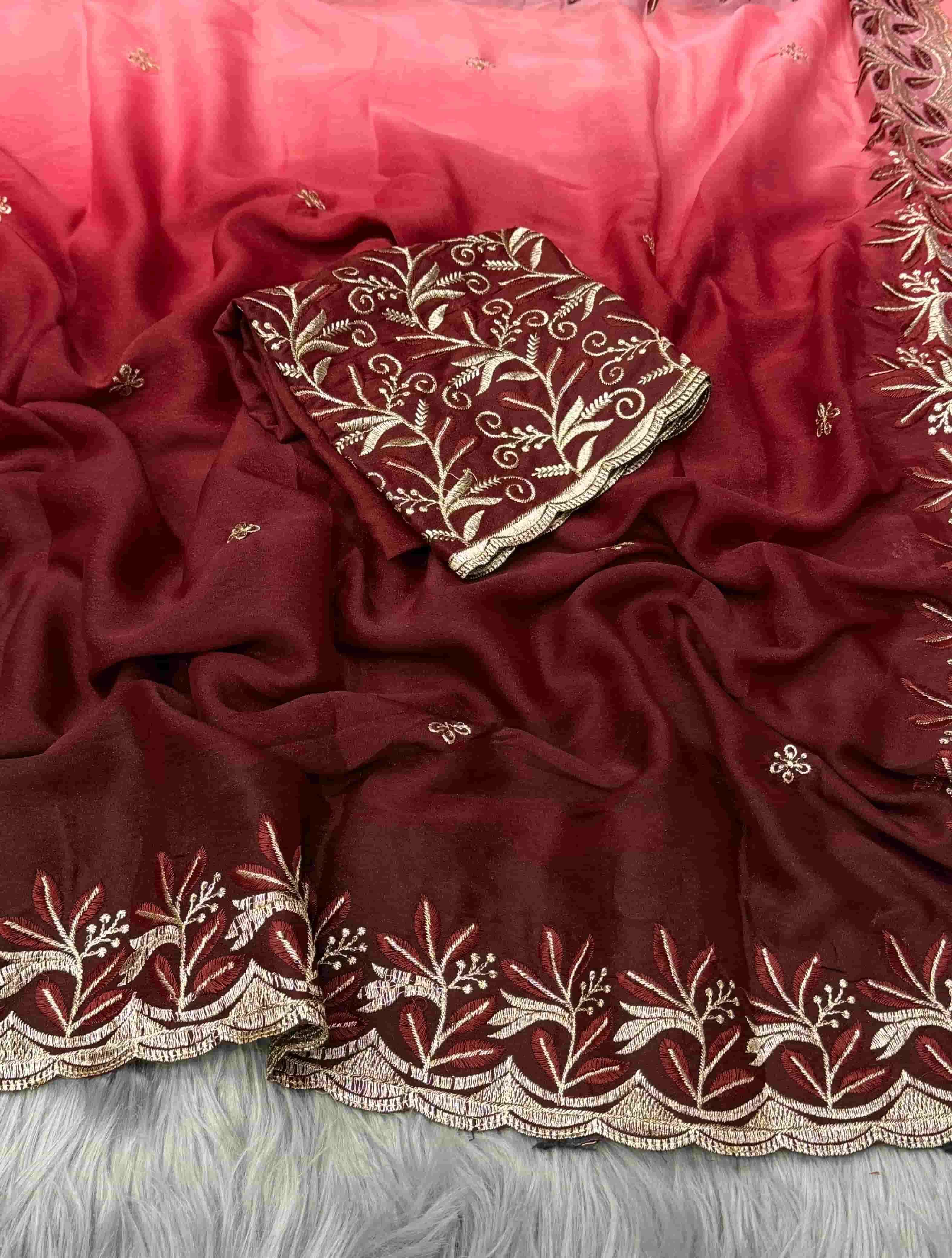 SONIYA SILK BY ASLIWHOLESALE DESIGNER PURE GEORGETTE EMBROIDERY SAREES-00256
