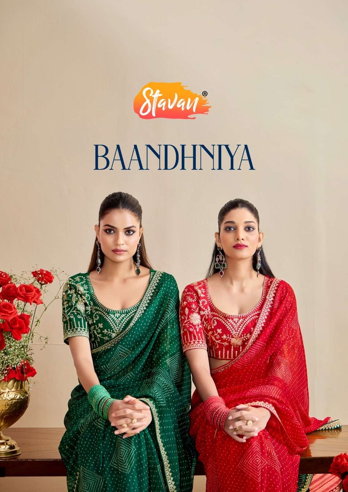 STAVAN BAANDHNIYA PURE GEORGTTE SAREES-00004