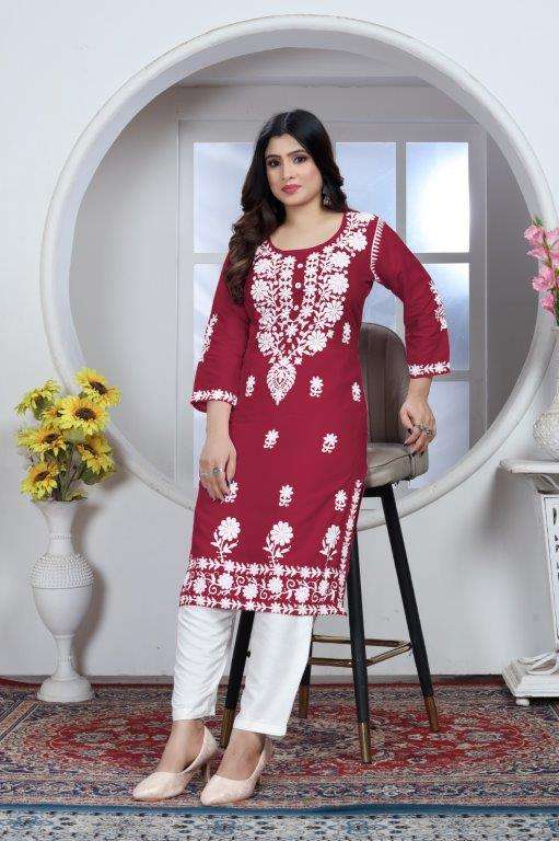 SUI DHAGA BY ASLIWHOLESALE DESIGNER PURE RAYON EMBROIDERY KURTI-00295