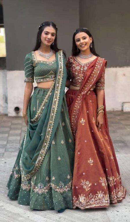 TAPI-270 BY ASLIWHOLESALE DESIGNER PURE CHINON EMBROIDERY LEHENGAS-00185