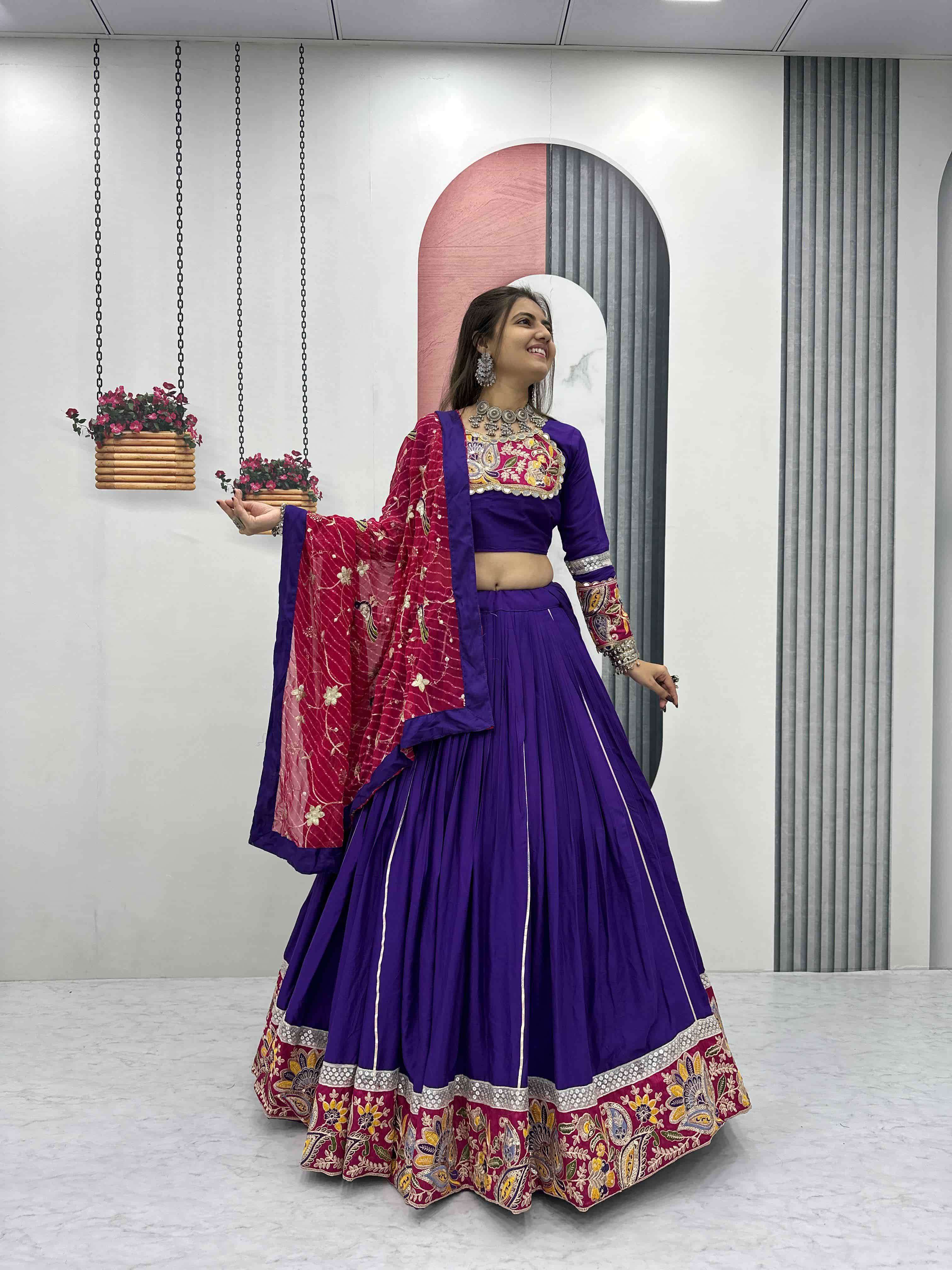 TAPI-271 BY ASLIWHOLESALE DESIGNER PURE COTTON NAVRATRI LEHENGA-00185