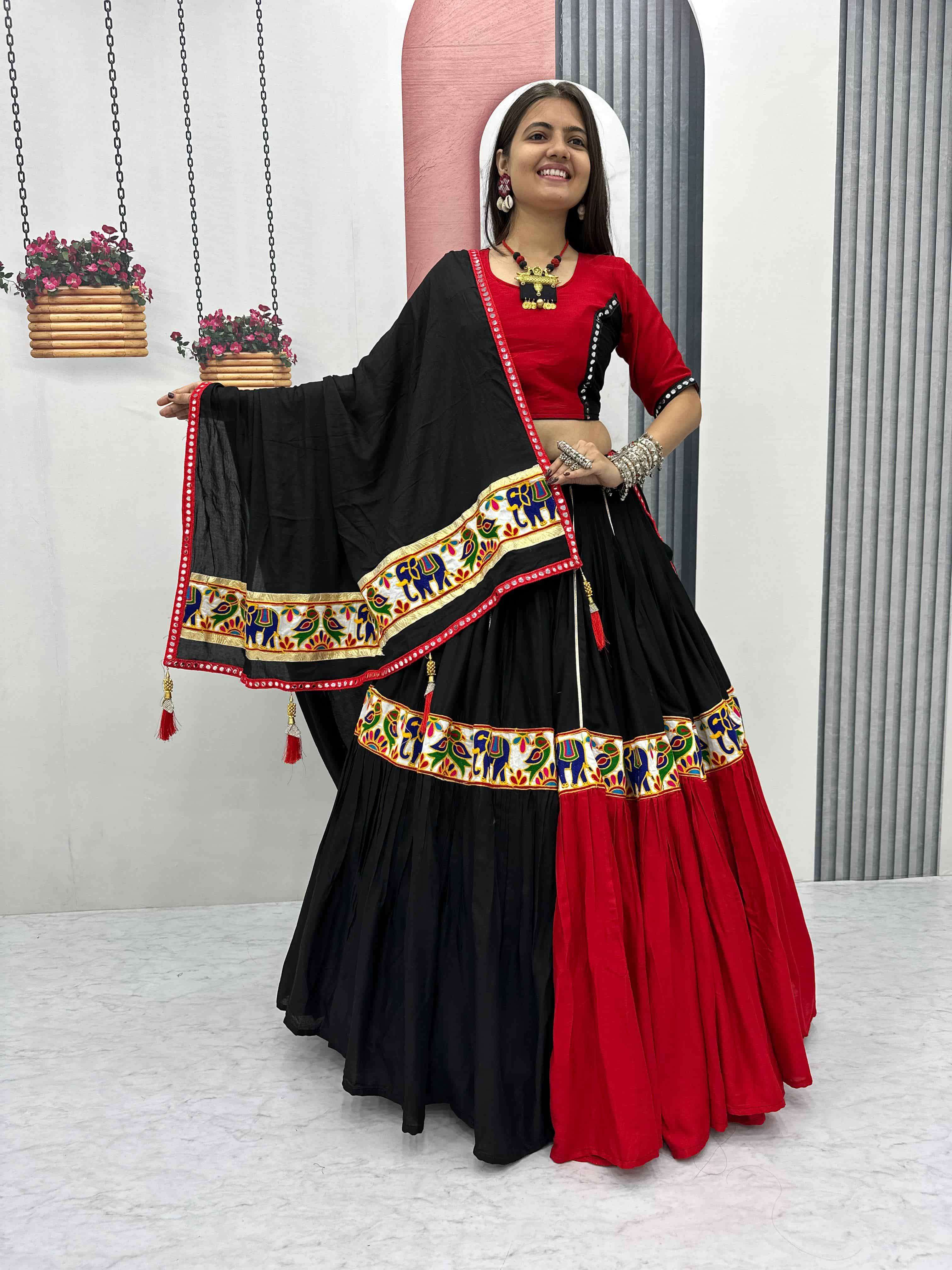 TAPI-276 BY ASLIWHOLESALE DESIGNER PURE COTTON NAVRATRI LEHENGA-00185