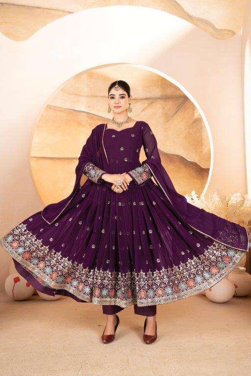 TD-6082 BY ASLIWHOLESALE DESIGNER PURE FAUX BLOMING EMBROIDERY DRESSES-00235