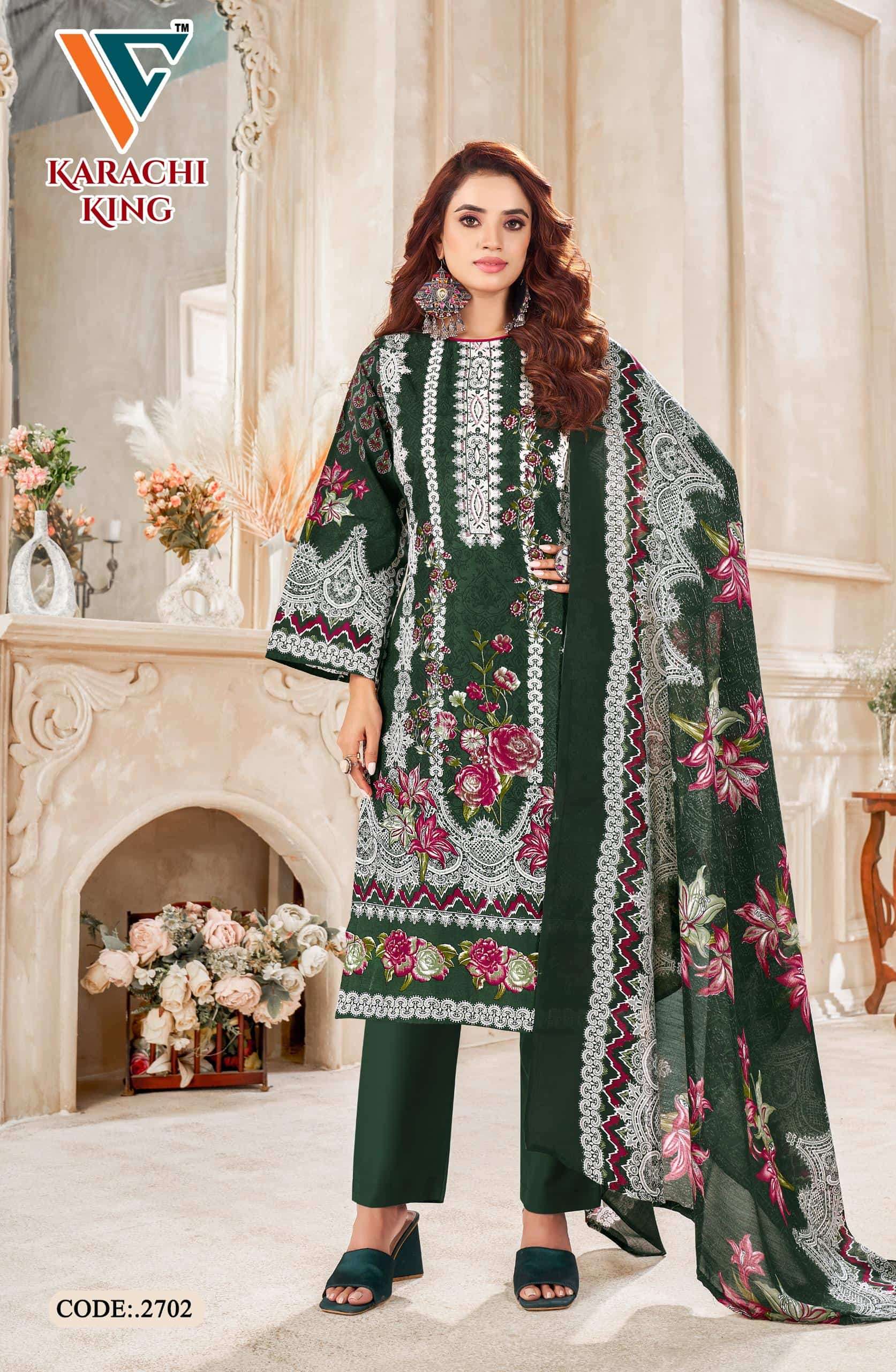 VANDANA CREATION KARACHI KING VOL-27 PURE COTTON PAKISTANI DRESSES-00201