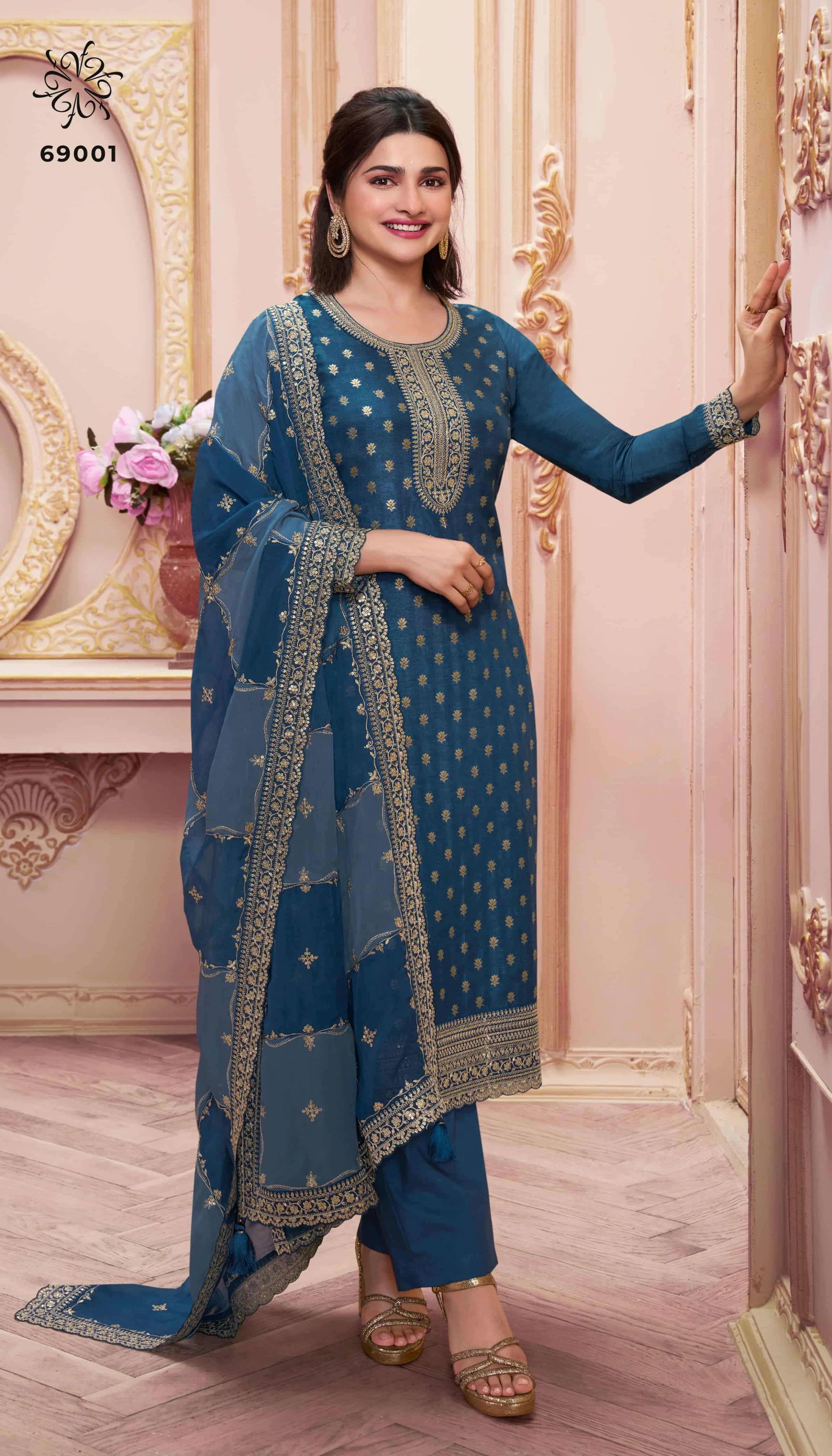 VINAY FASHION KULEESH SHRISTI PURE DOLA JACQUARD EMBROIDERY DRESSES-00150