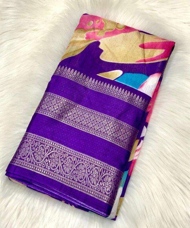 VOILET SPECIAL BY ASLIWHOLESALE DESIGNER PURE SOFT SILK PRINTED SAREES-00254
