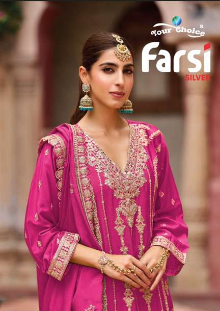 YOUR CHOICE FARASI SILVER VOL-01 HEAVY CHINON EMBROIDERY DRESSES-00028