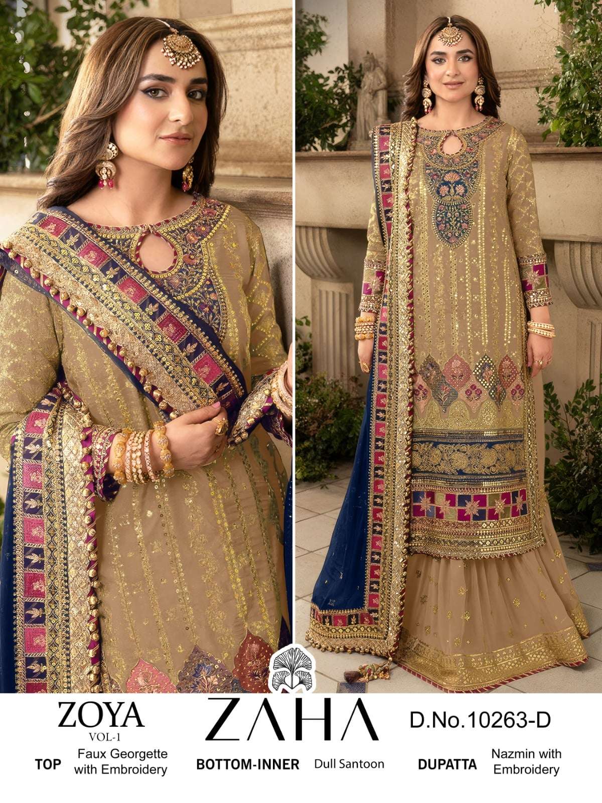 ZAHA 10263 FAUX GEORGETTE EMBROIDERY PAKISTANI DRESS-00201