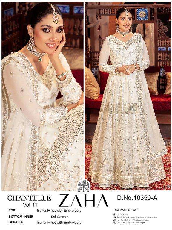 ZAHA CHANTELLE VOL-11 10359-A TO 10359-B SERIES PURE NET EMBROIDERY GOWNS-00201