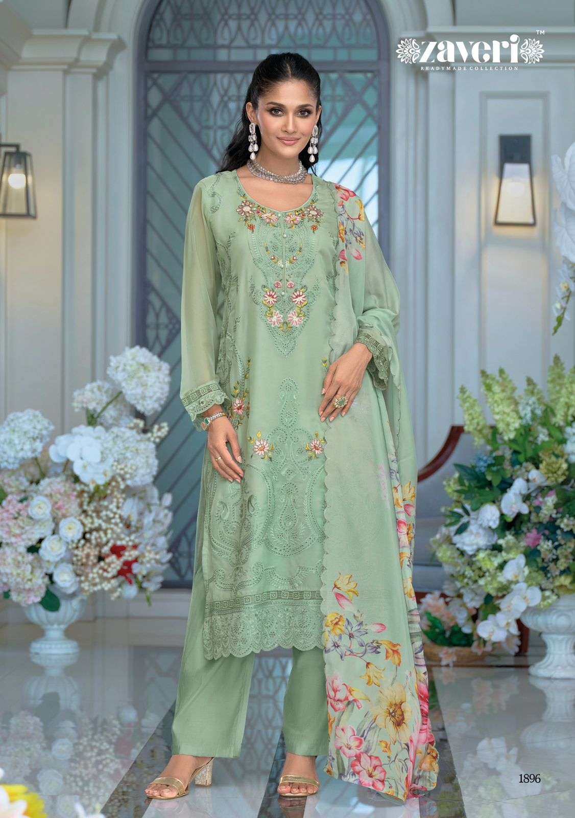 ZAVERI ERINA 1895 TO 1897 SERIES PURE ORGANZA EMBROIDERY PAKISTANI DRESSES-00289