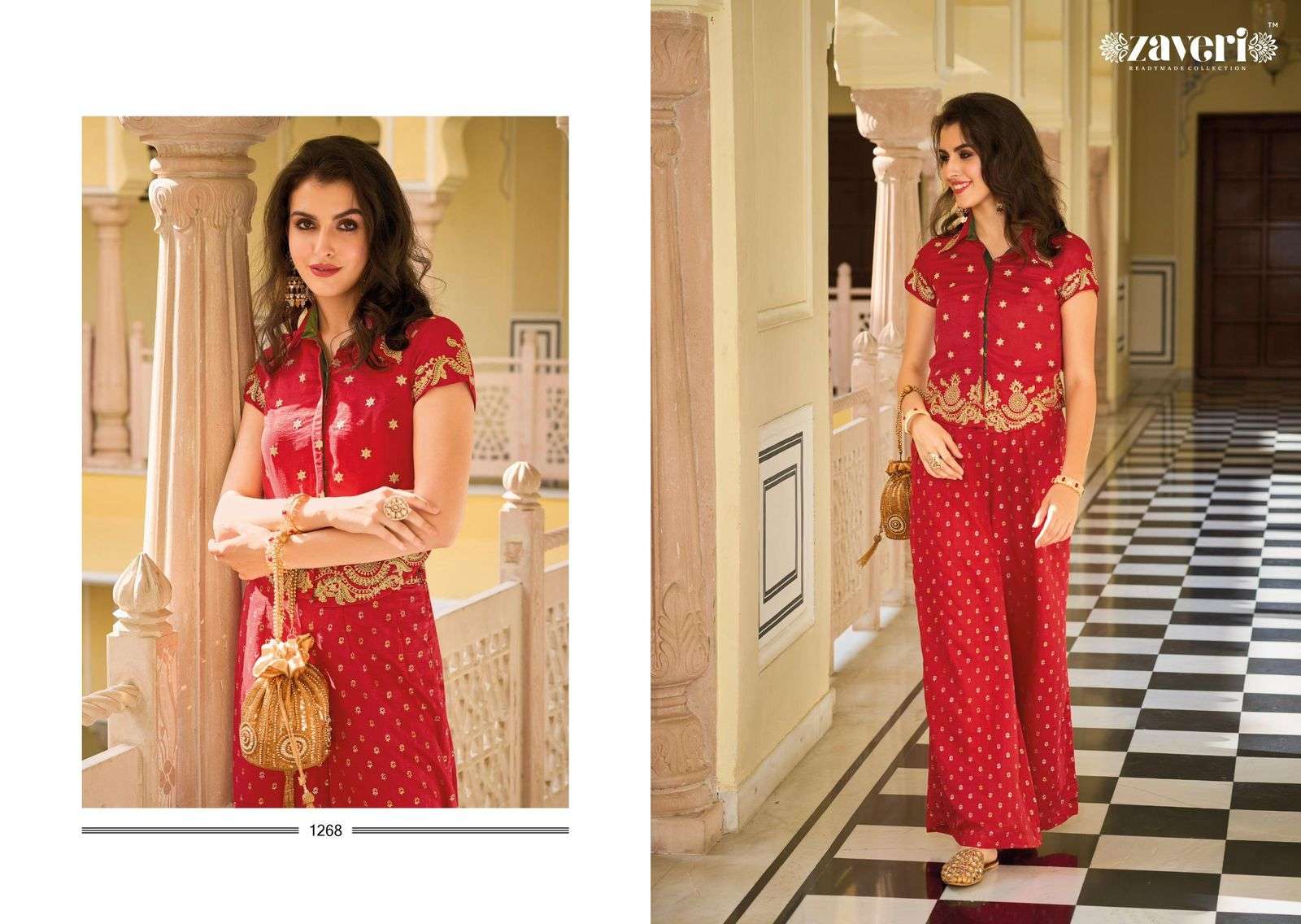 ZAVERI FARIDA 1267 TO 1268 SERIES PURE SILK EMBROIDERY CO-ORD SET-00289