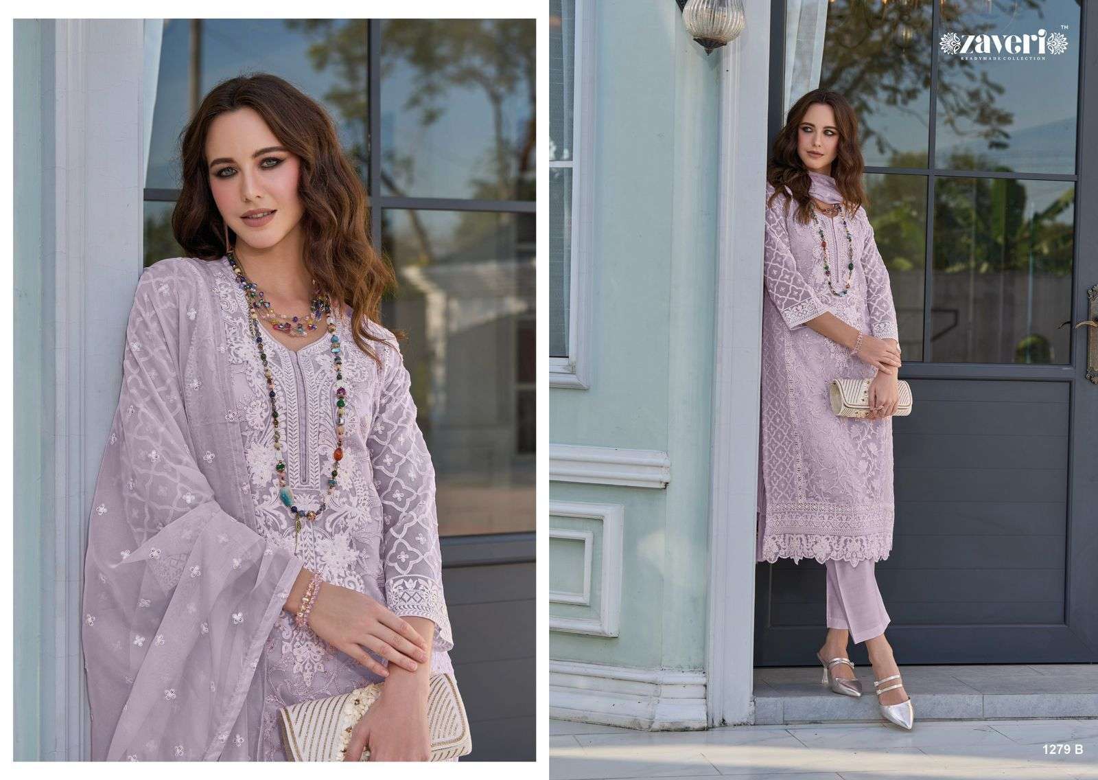 ZAVERI FEMINA 2 1279 TO 1281 SERIES PURE ORGANZA EMBROIDERY DRESSES-00289