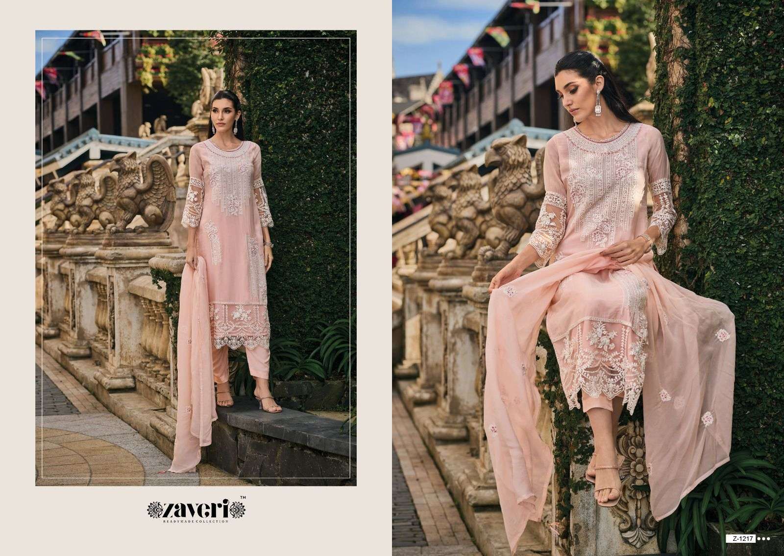 ZAVERI FEMINA HIT DESIGN 1217 & 1220 SERIES PURE ORGANZA EMBROIDERY DRESSES-00289