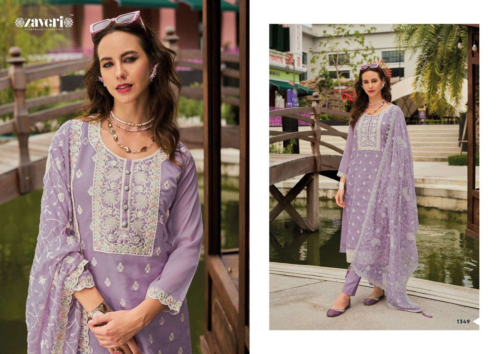 ZAVERI SHAZAR 1349 TO 1351 SERIES PURE ORGANZA EMBROIDERY DRESSES-00289