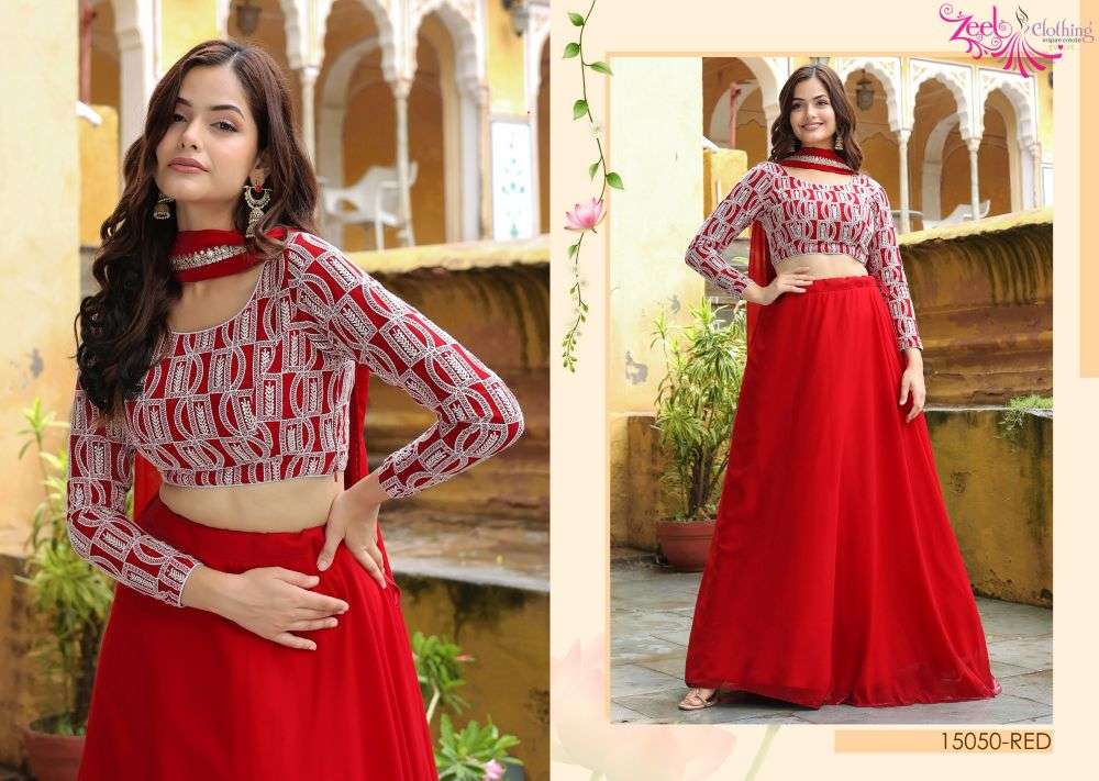 ZEEL CLOTHING VOL-29 PURE GEORGETTE EMBROIDERY PRINTED LEHENGAS-00139