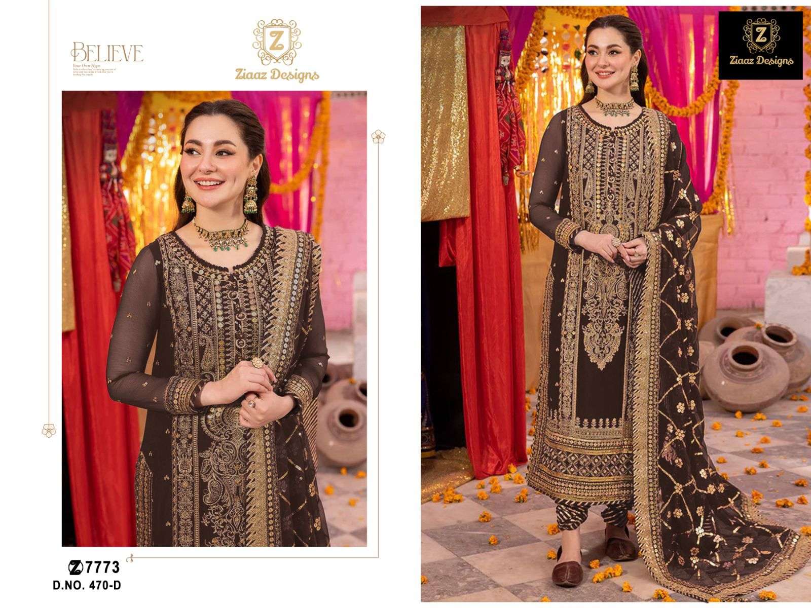 ZIAAZ 470 PURE GEORGETTE EMBROIDERY PAKISTANI DRESS-00201