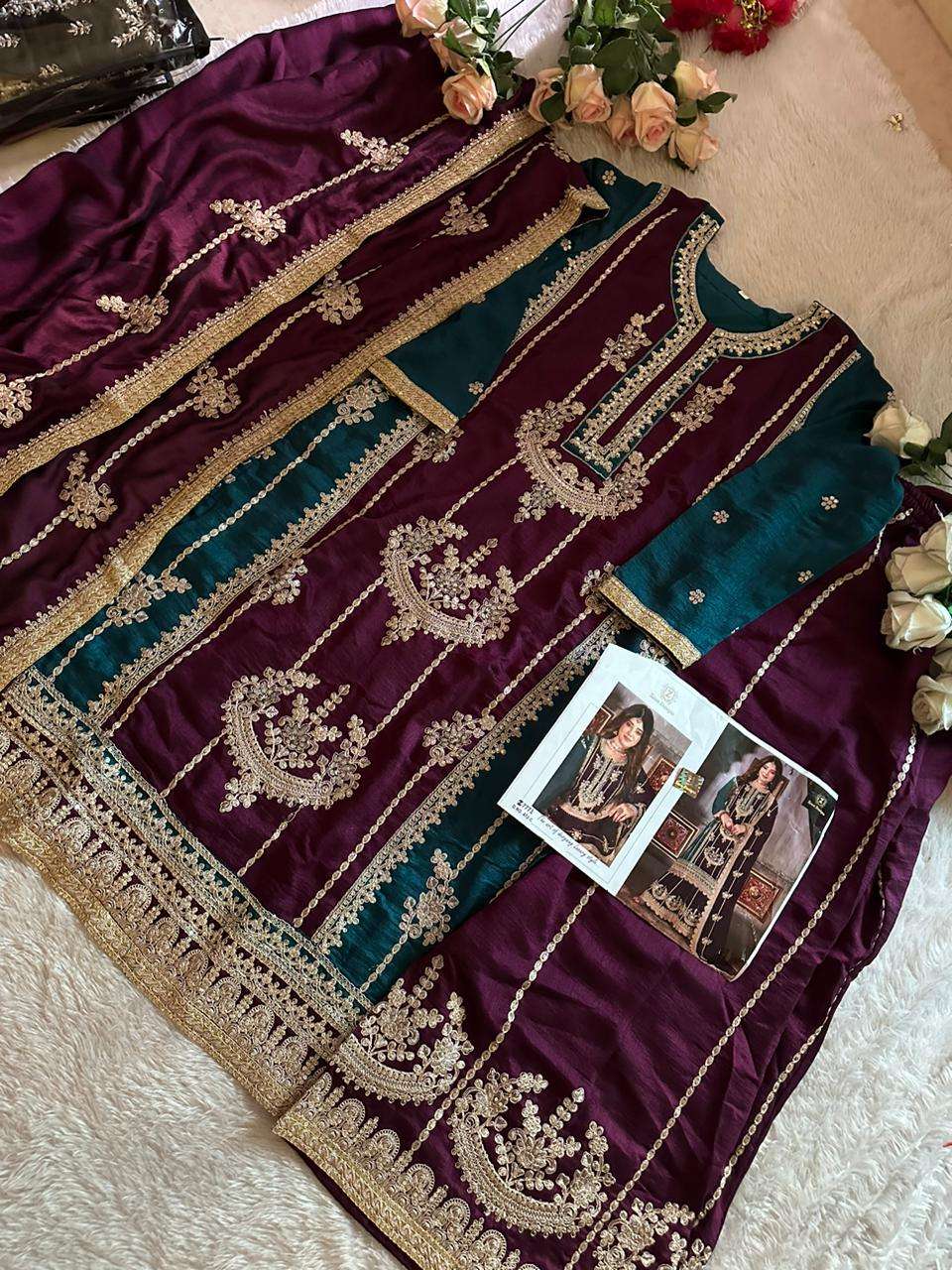 ZIAAZ 472 PURE CHINON EMBROIDERY PAKISTANI DRESSES-00201