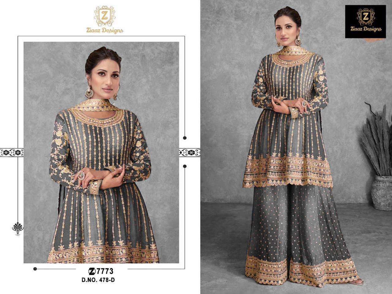 ZIAAZ 478 -D SERIES PURE CHINON EMBROIDERY DRESSES-00201