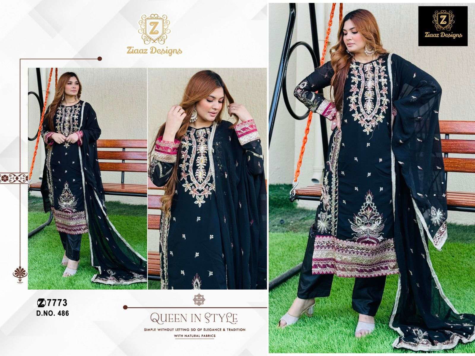ZIAAZ 486 PURE GEORGETTE EMBROIDERY PAKISTANI DRESS-00201