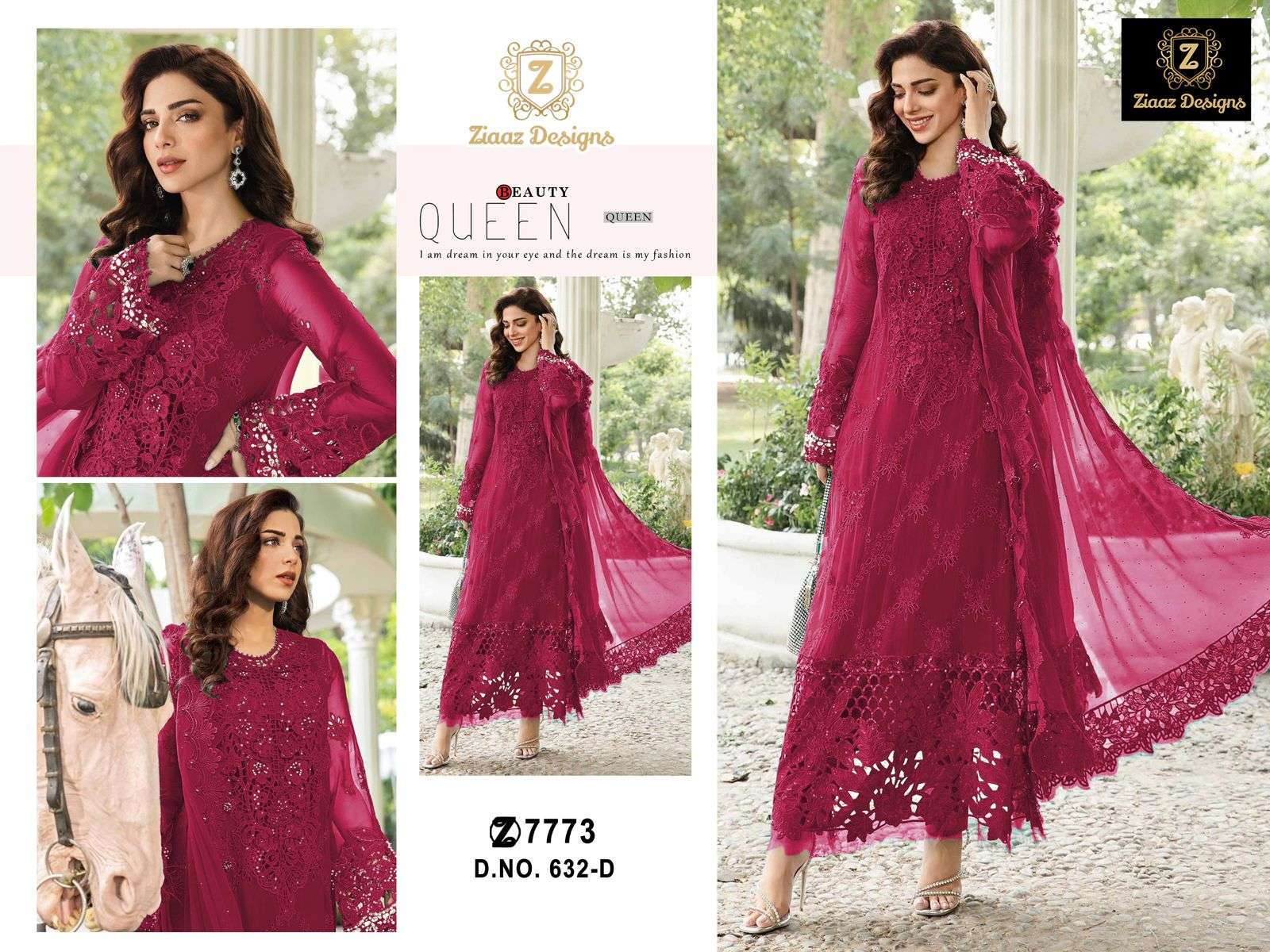 ZIAAZ 632 PURE GEORGETTE EMBROIDERY PAKISTANI DRESSES-00201