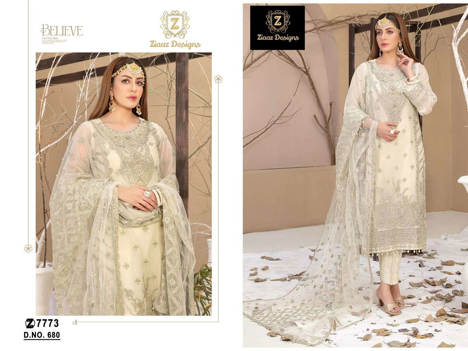 ZIAAZ 680 PURE ORGANZA EMBROIDERY PAKISTANI DRESS-00201