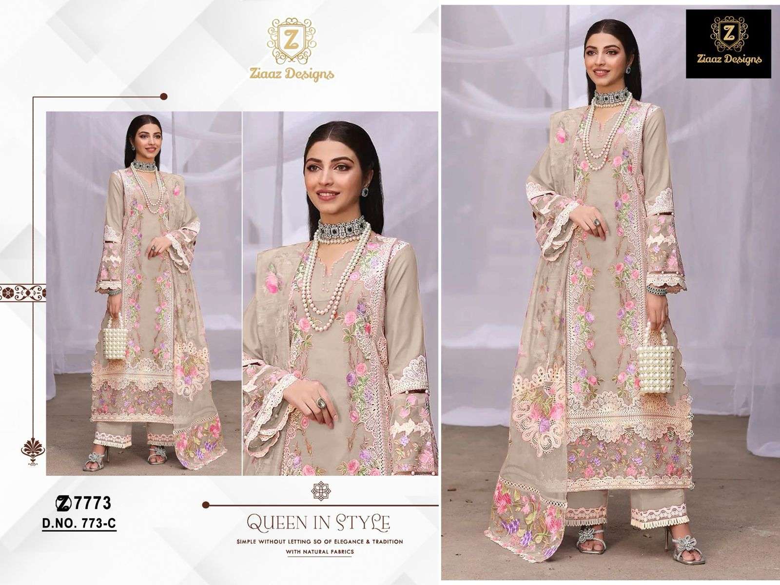 ZIAAZ 773 SERIES PURE COTTON EMBROIDERY PAKISTANI DRESSES-00201