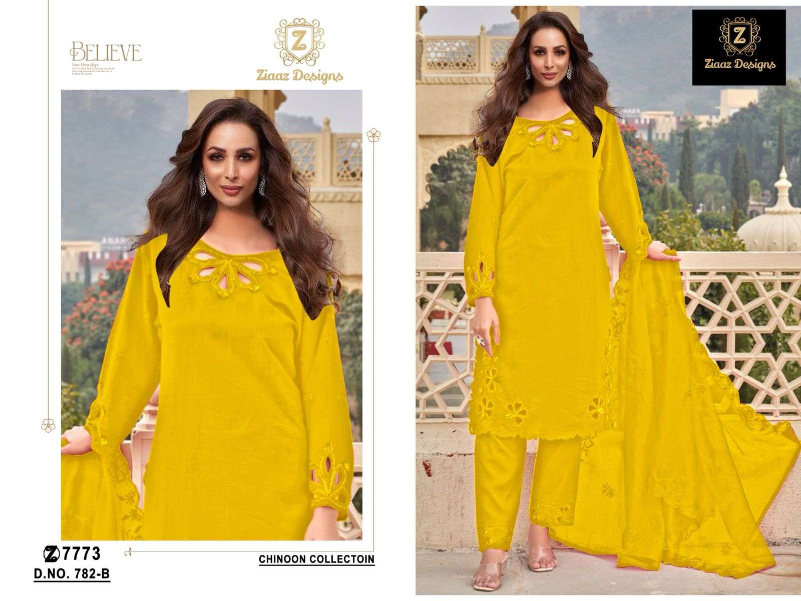 ZIAAZ 782 PURE CHINON EMBROIDERY PAKISTANI DRESS-00201