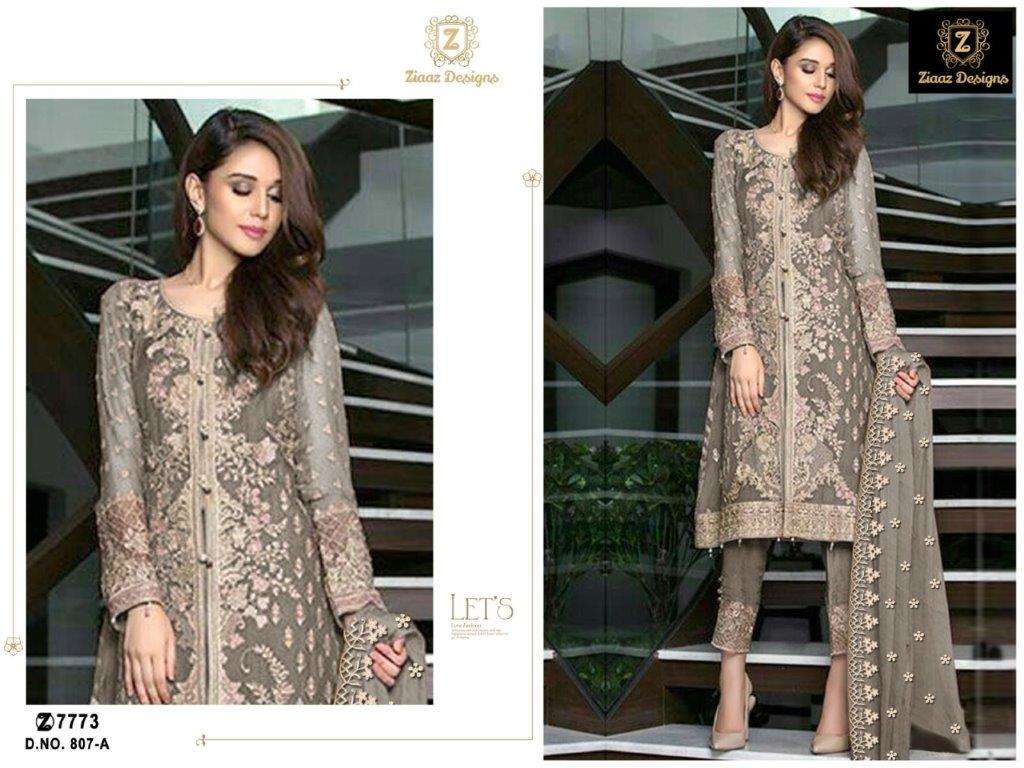ZIAAZ DESIGN 807 COLOUR 807-A SERIES PURE ORGANZA EMBROIDERY DRESSES-00201