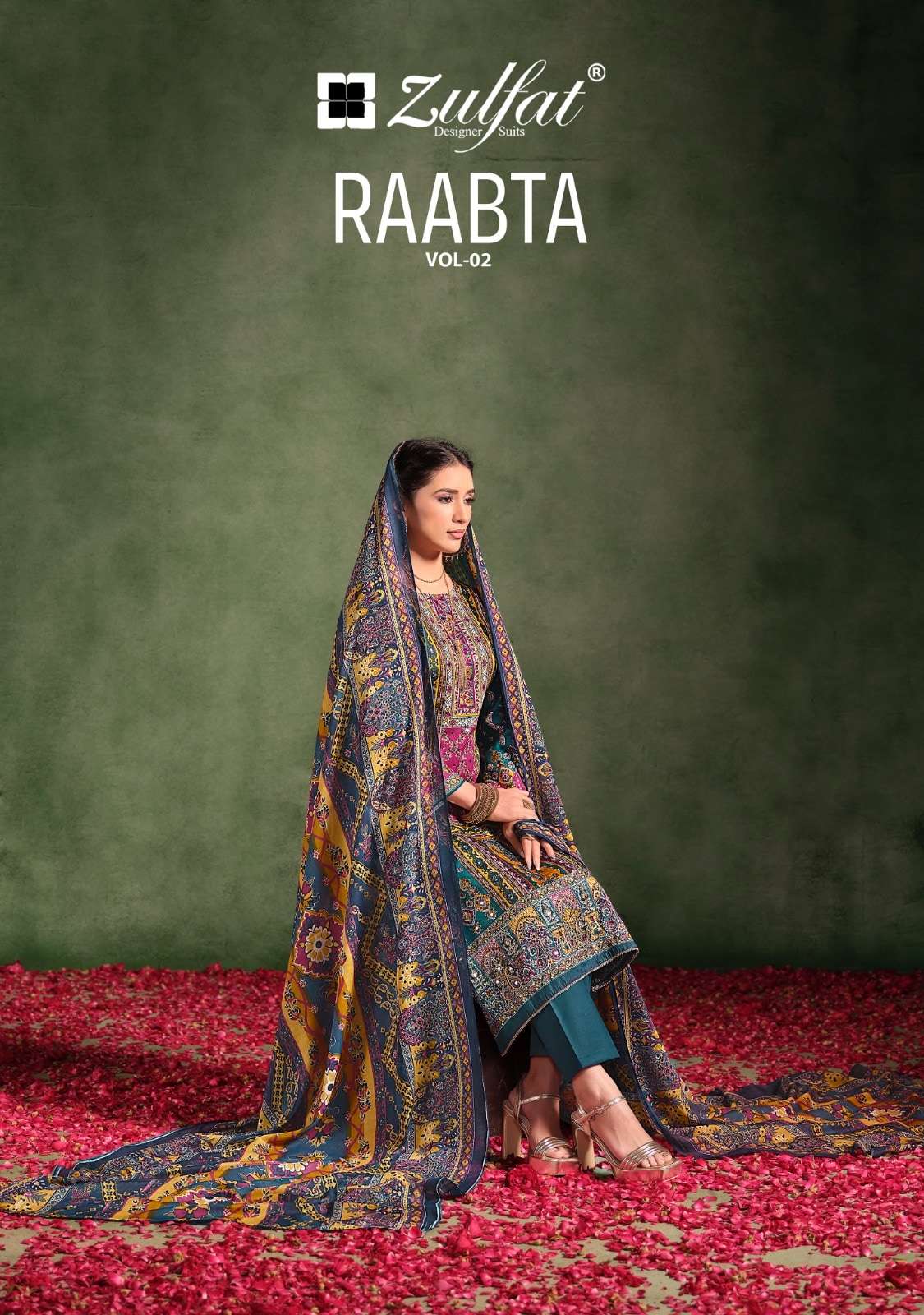 ZULFAT RAABTA VOL-02 597-001 TO 597-006 SERIES PURE JAM COTTON PAKISTANI DRESSES-00201