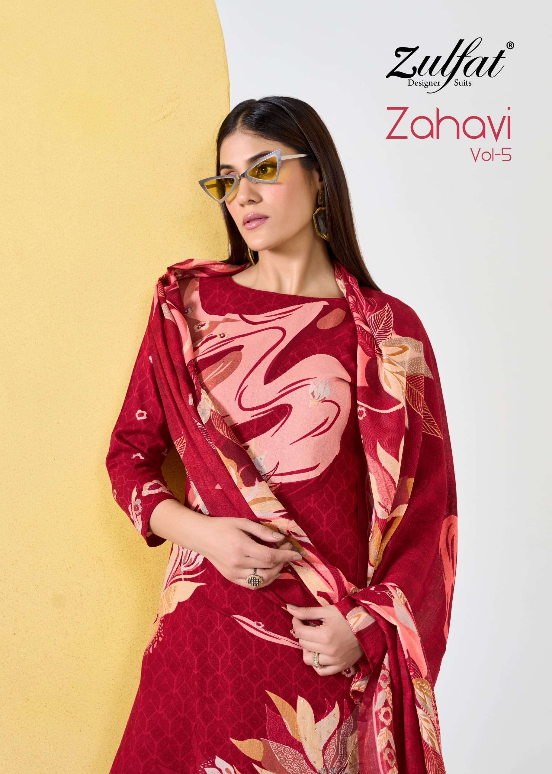 ZULFAT ZAHAVI VOL-05 VISCOSE RAYON PRINTED HAND WORK DRESSES-00201